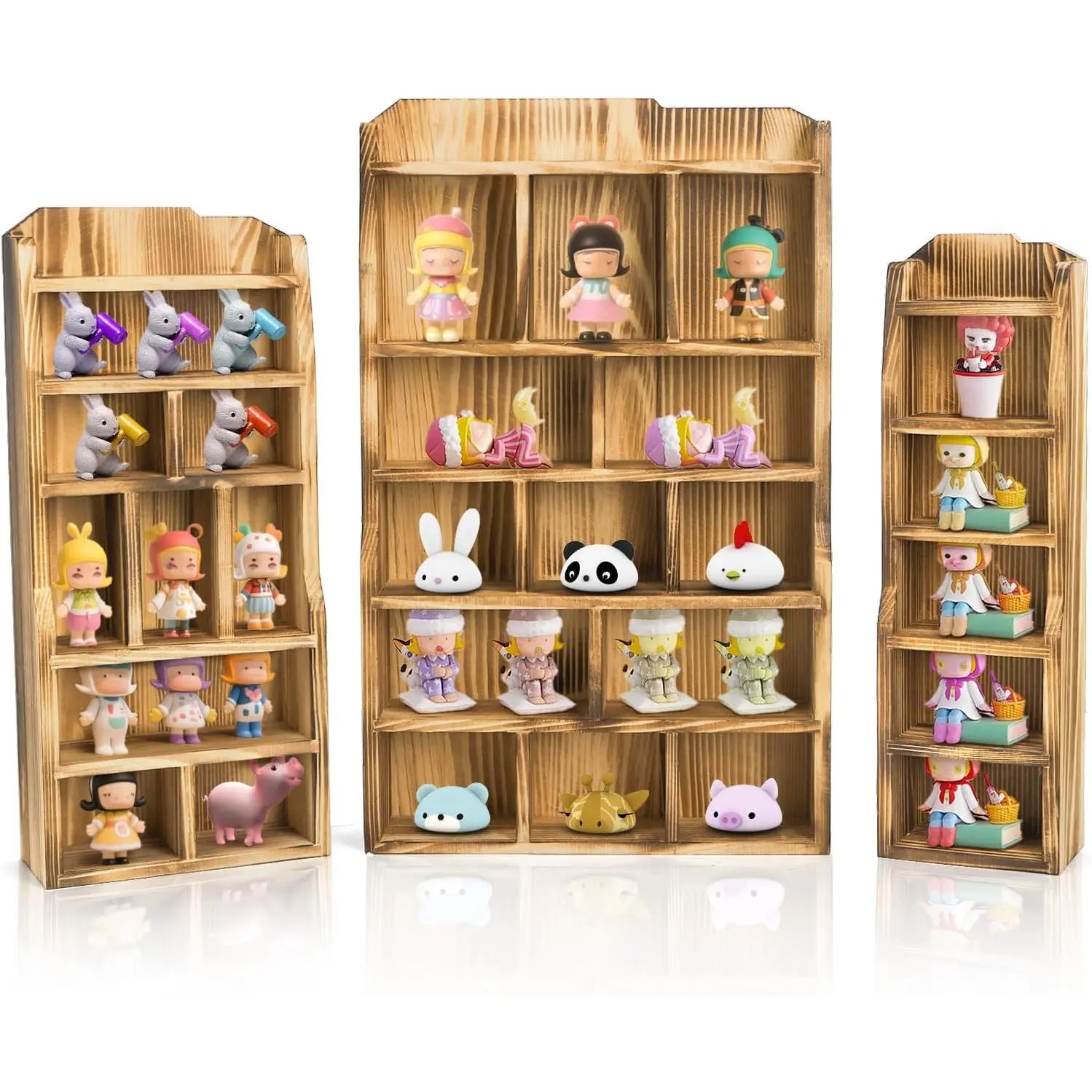 3 Pack  Shadow Box with 27 Compartment, 16" x 10" x 2.5" Rustic Cubby Display Shelf, Wall-Mounted Freestanding Floating Shelves, Decorative Collection Display for Figures, Curio