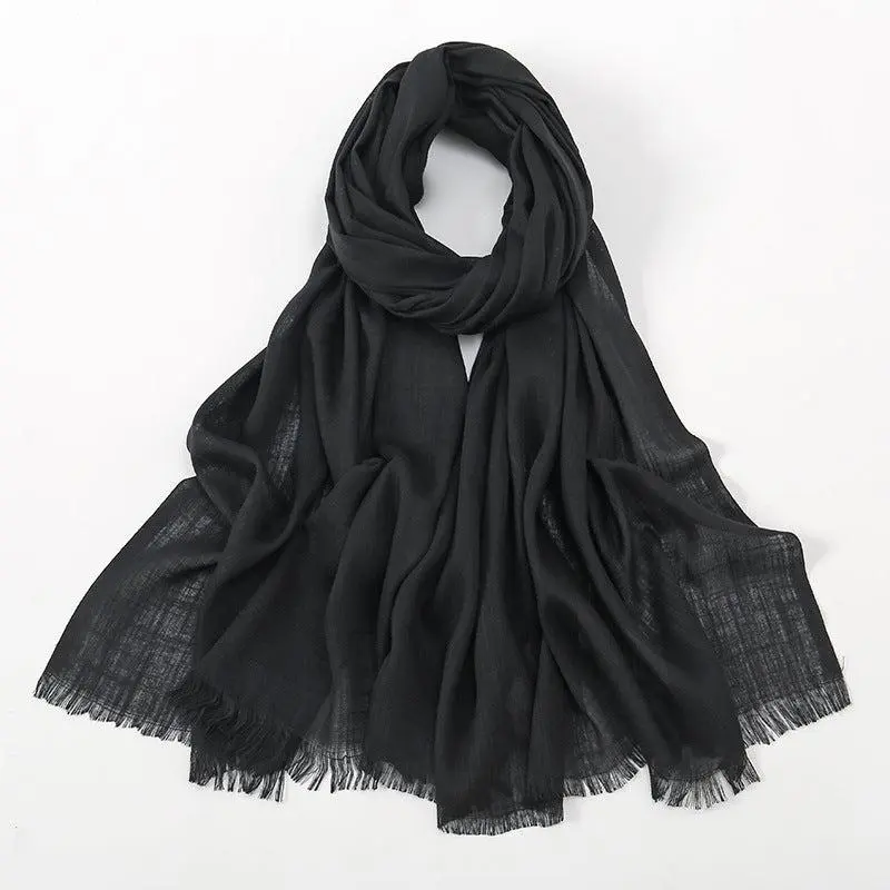 Bamboo Cotton Hijab Scarf | Lightweight Modest Head Scarf | Breathable Frayed Edge | 70×180cm(MH208)