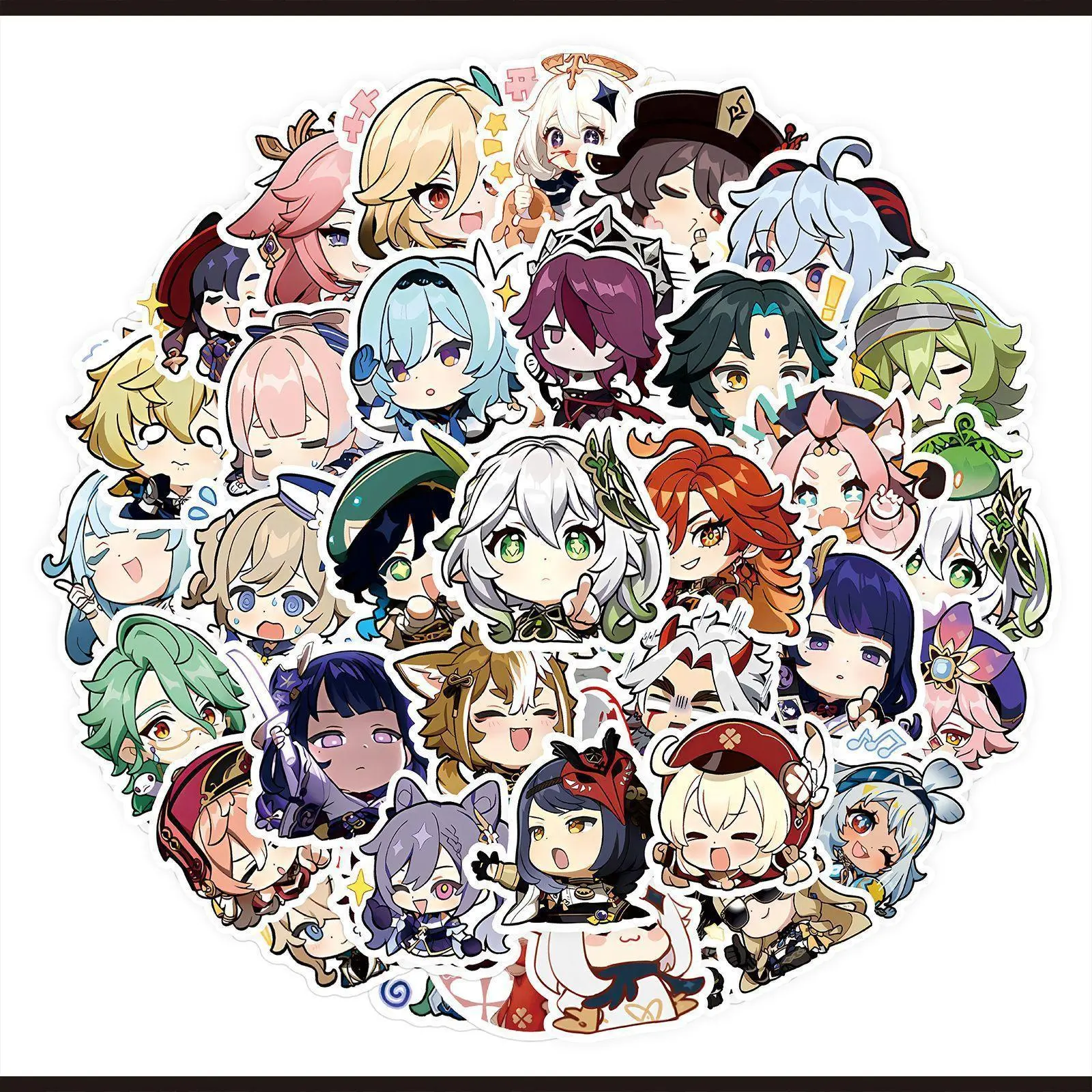 100PCS Cute Genshin Impact Stickers for Laptop Anime Game Decals Luggage Guitar Skateboard Stationery Children's Sticker Toy