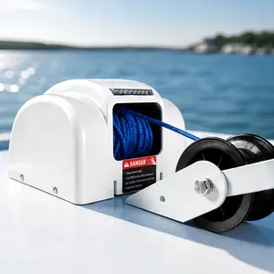 ARCH 45LBS Electric Anchor Winch Kit 12V with Wireless Remote, 100ft Braided Nylon Rope, Saltwater Marine Windlass, Automatic Reset Circuit Breaker, Free Fall, for Fishing Boats Speedboats Motorboats up to 24ft, White Steel, White Color Options