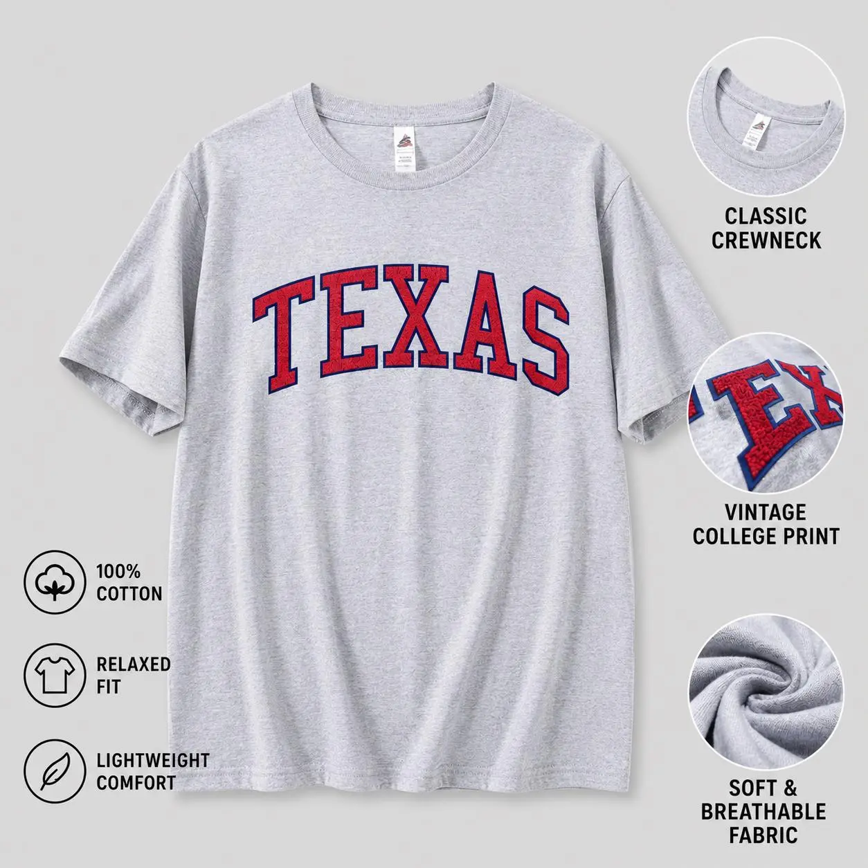 Imily Bela Women's 100% Cotton Vintage Varsity College T Shirt Casual Short Sleeve Round Neck Top Womenswear