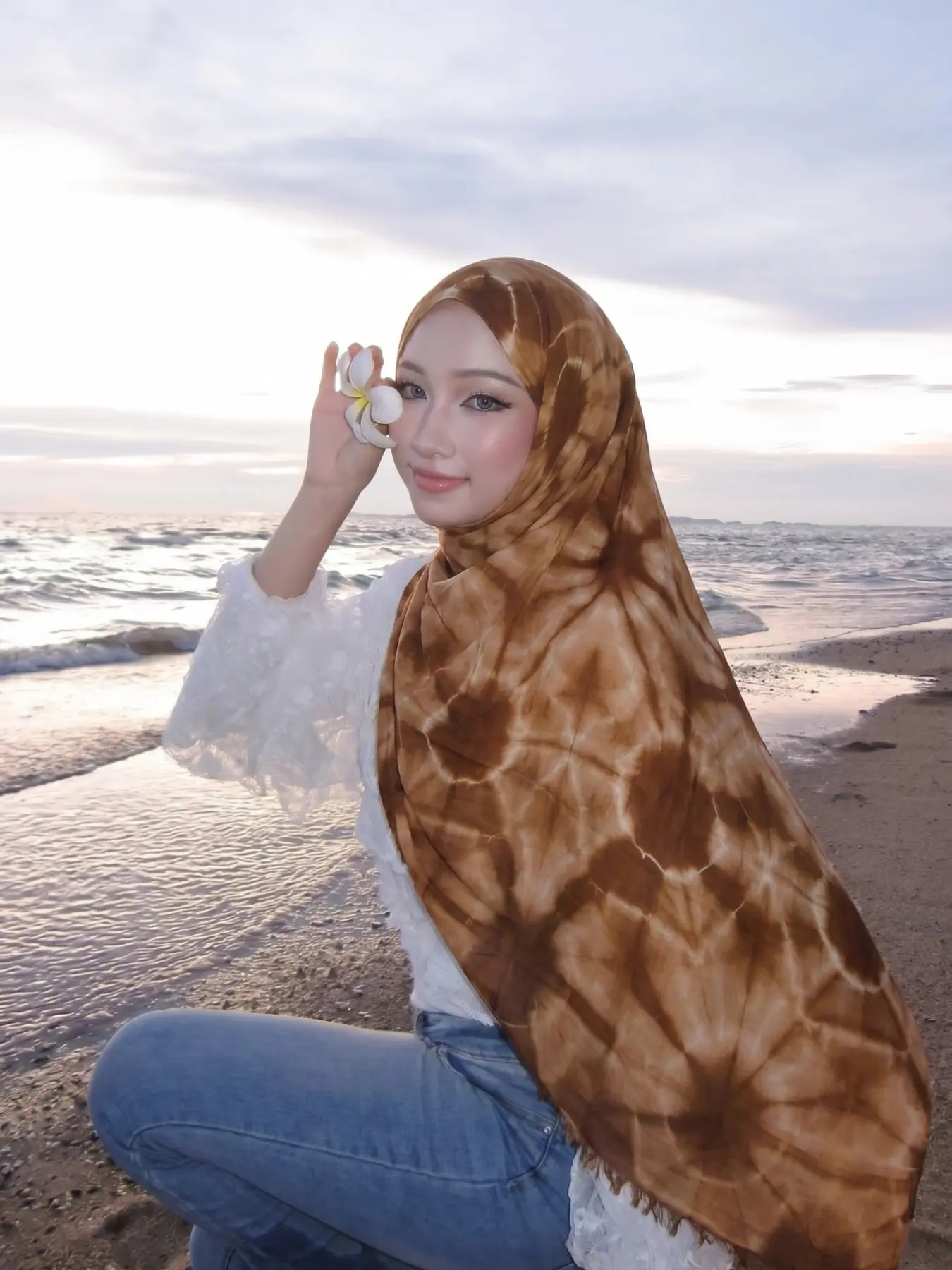 Women's Star Tie Dye Printed Hijab, Casual Chic Elegant Fashionable Modest Coverage Hijab, Daily & Travel Wear, Fashion Accessories for Women & Girls