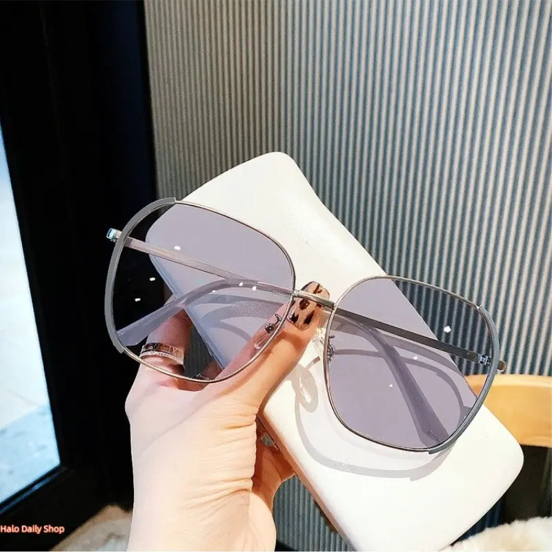 Female Large Size Natural Polyamide Semi-Rimless Oversized Square Sports Sunglasses - 2026 Trendy Frame, UV400 Sun Protection Lenses, Slimming Silhouette for Round & Wide Faces, Ideal for Summer Streetwear, Driving