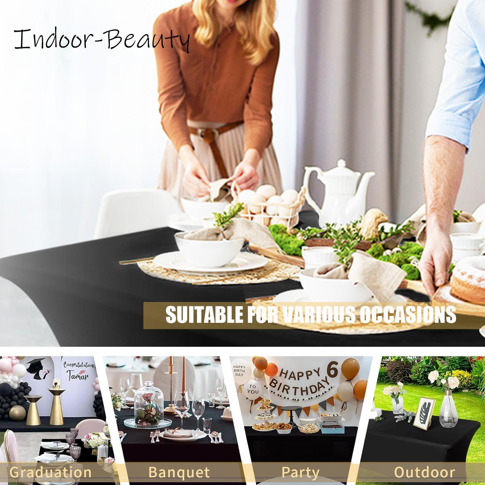 Solid Color Tablecloth, 1 Count Rectangular Stretch Table Cover, Universal Stretch Table Cloth for Exhibitions, Dinners, Weddings, Birthday Parties, Decor