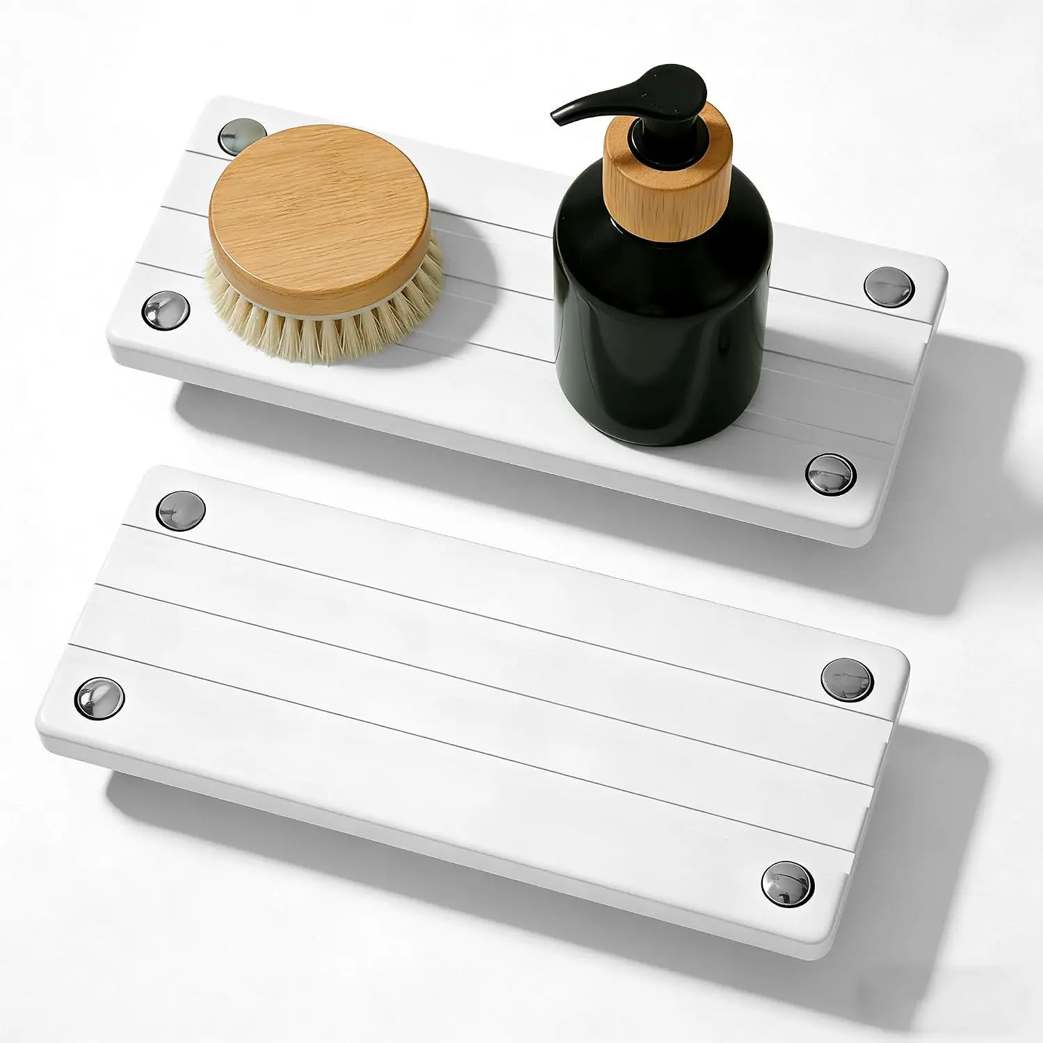 2 count  Dry Sink  for Bathroom Counter, Durable Kitchen Sink Organizer, Diatomite Stone Drying Tray, Upgrade Water Absorbing Stone Tray for Sink, Anti-Slip Stone Soap Tray -White