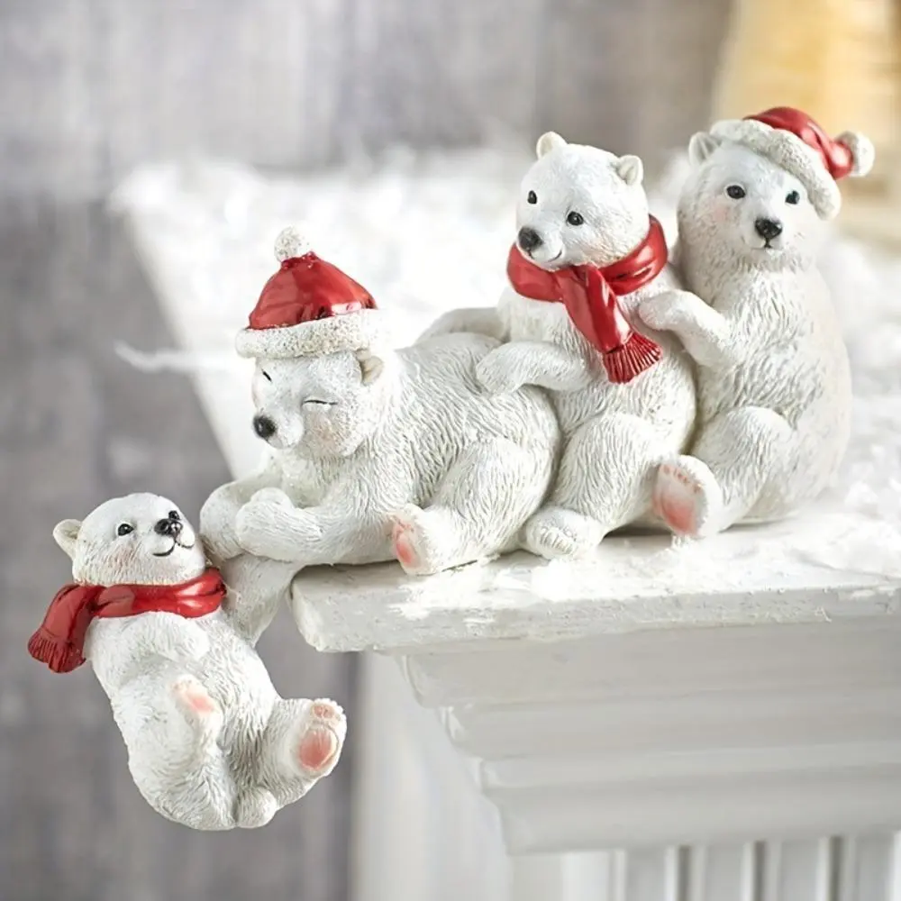 1pc Cute White Bear Resin Tabletop Ornament - Exquisite Figurine, Lovely Home Accent for Christmas, Holidays, Indoor Table & Shelf Decor (Indoor Recreation Decor Piece)