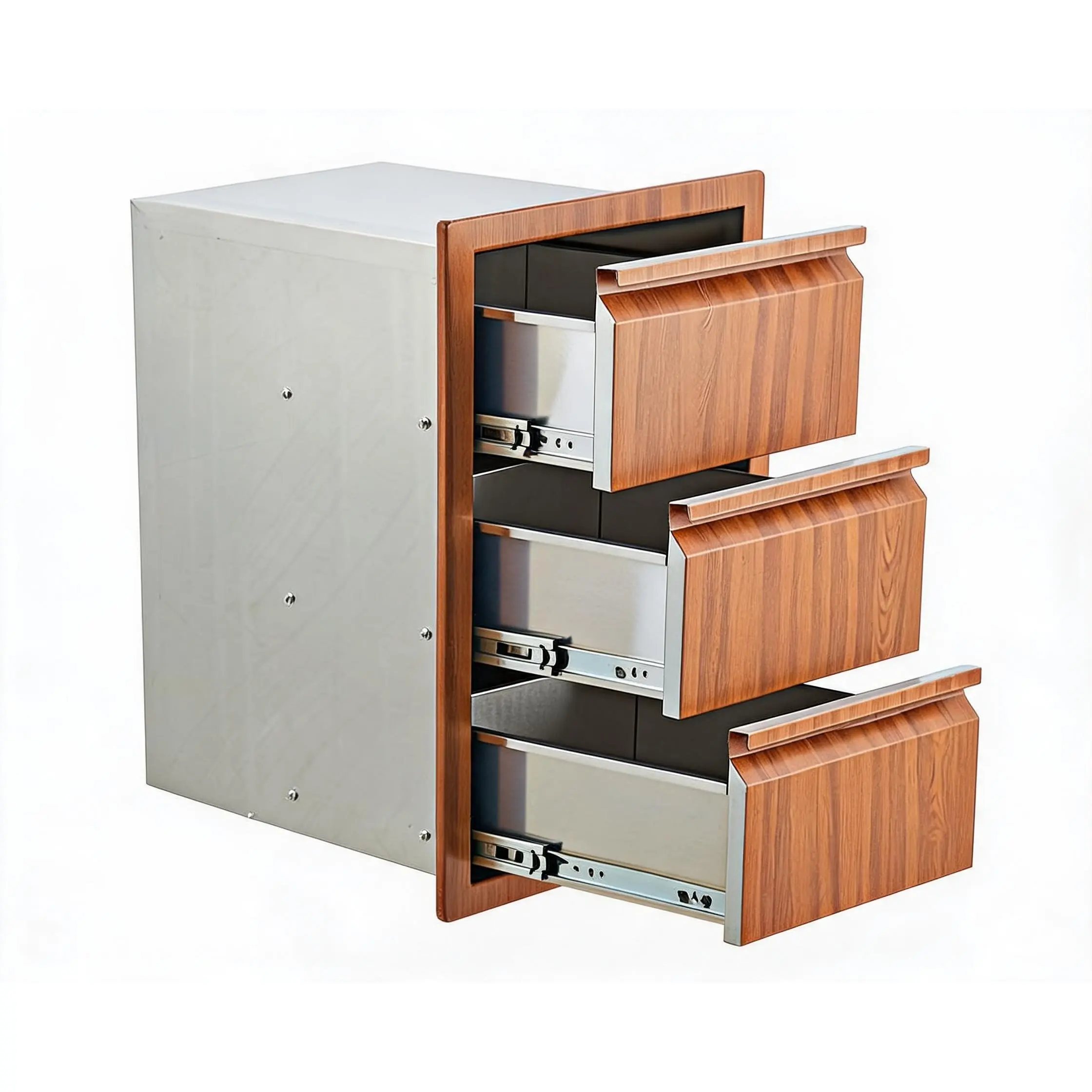 GARVEE Functional Stainless Steel Outdoor Camp Kitchen Drawer Unit, Triple Wire Drawers, Ample Storage Space, Easy Access Tools, Multiple Storage Drawers, Storage Drawer Units