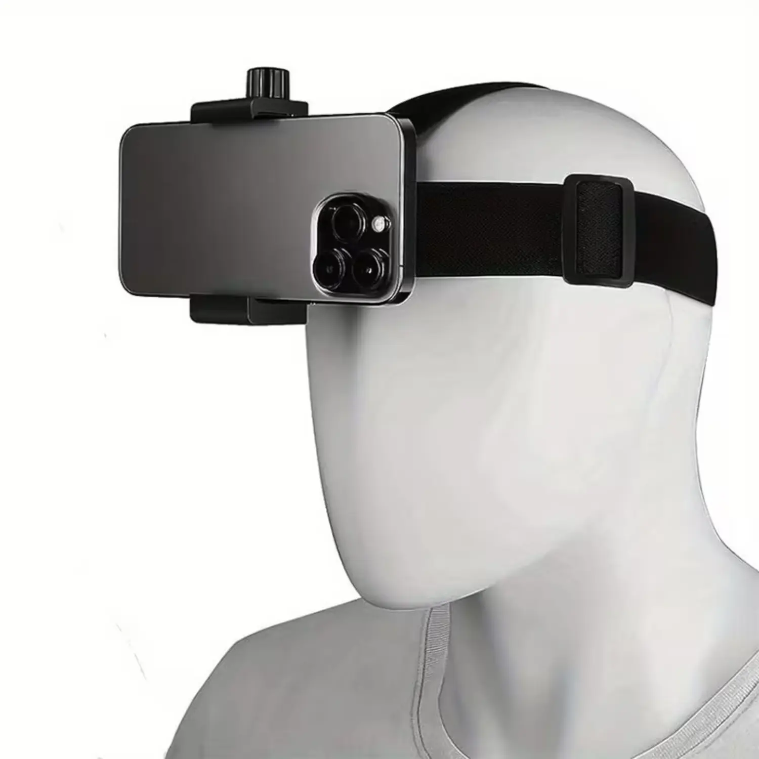 Plastic Universal Head-Mounted Phone Holder with Anti-Slip Grip, Adjustable 3-Piece Set, Headband Buckle Accessory Included for First Person View (POV) Video Recording, Live Streaming