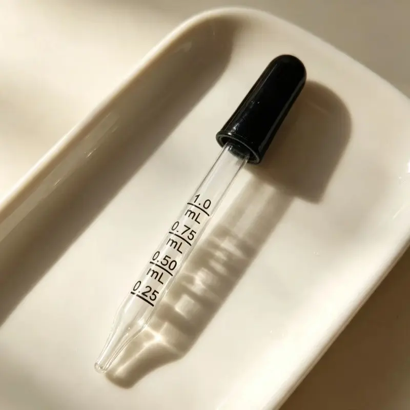 2pcs 1ML Glass Dropper with Scale, Essential Oil Dispenser Tool, Skincare Serum Divider, No Bottle Included, Precision Measurement