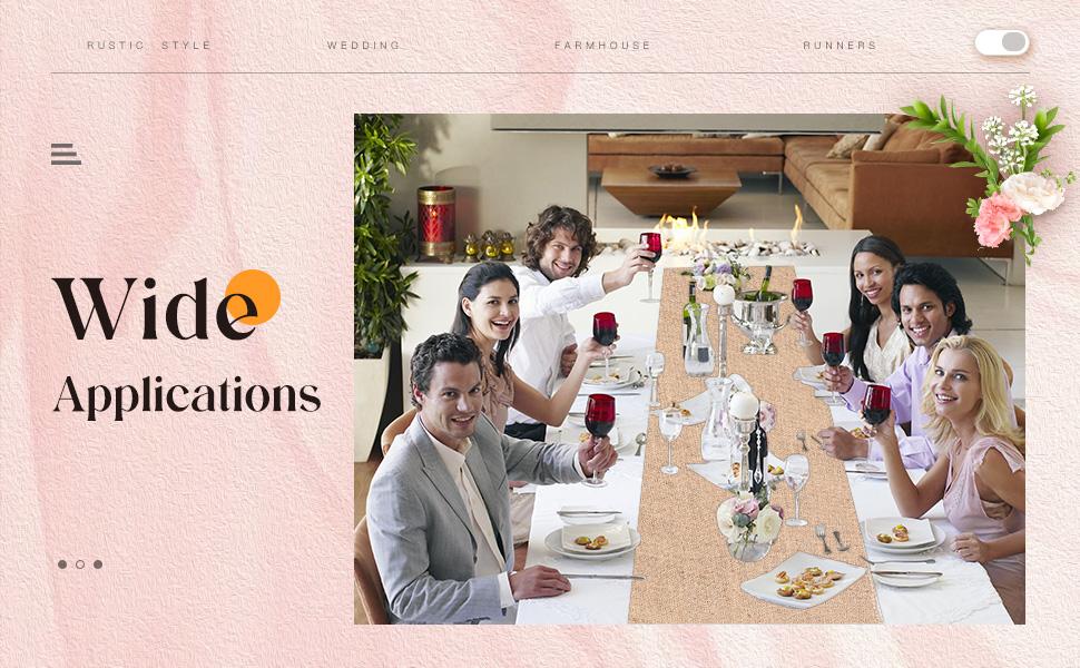 Burlap Table Farmhouse Khaki Jute Runner Rustic Wedding Burlap Table for Birthday Engagement Home Dining Decorations(12 Pack,12 x 108 Inch)