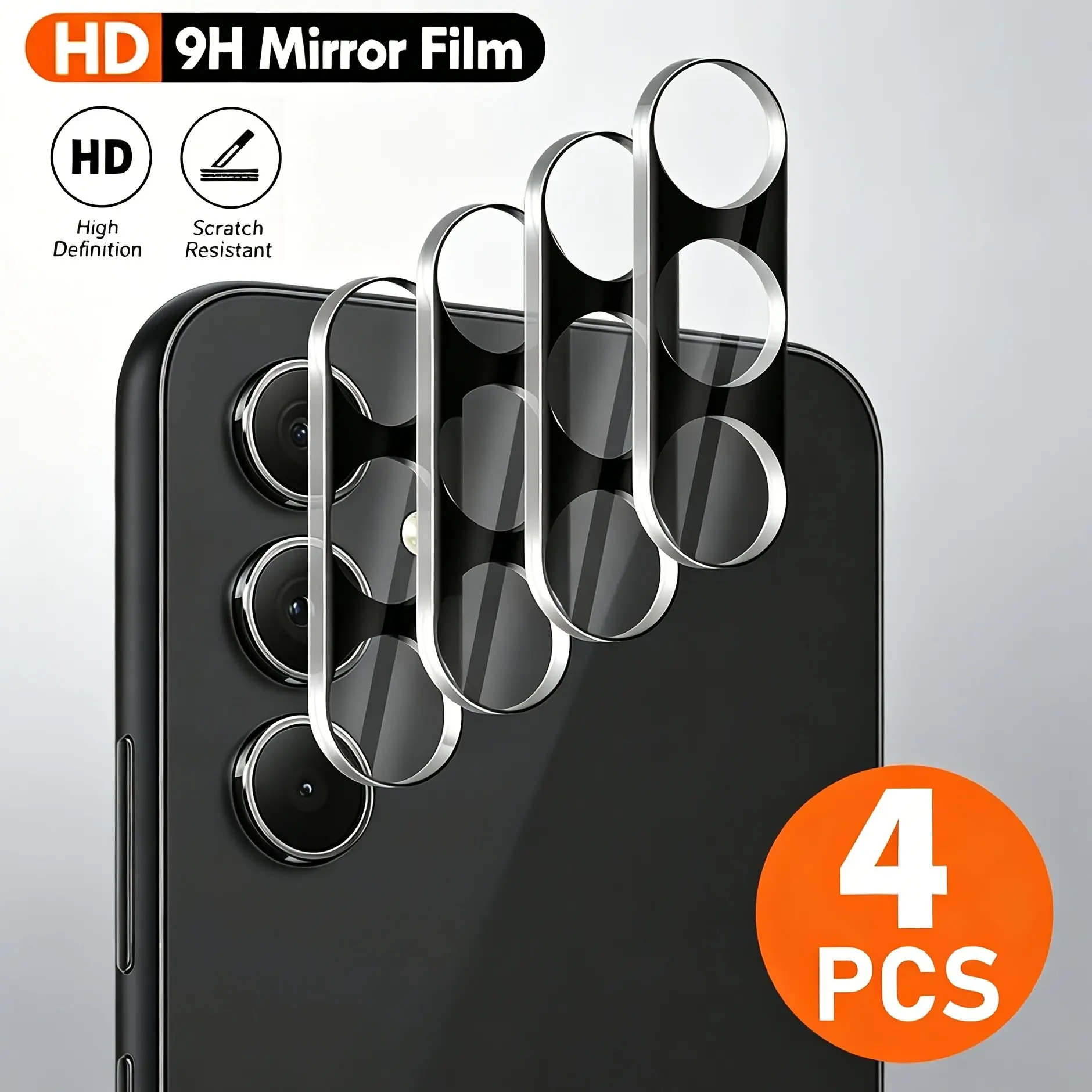 4 Pcs Camera Lens Protector for Samsung Galaxy A07 A17 A27 A37 A57 A16 A26 A36 A56 A15 5G A25 A35 A55 A14 A24 A34 A54 A53 5G A33 A13 A52 A52S A32 A12, Tempered Glass Lens Cover, Ultra HD, 9H Hardness, Anti-Scratch, Case Friendly, Cellphone Accessory