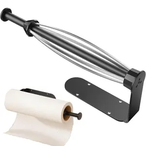 Paper Towel Holder Under Cabinet, Single Hand Operable Wall Mount with Damping Effect, Self-Adhesive or Drilled Paper Roll Holders for Kitchen, Bathroom, RV