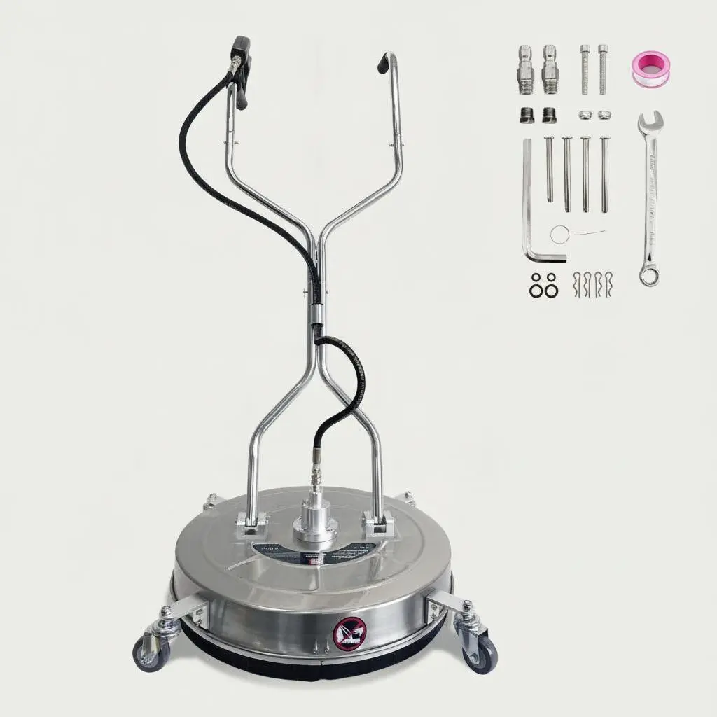 Garvee 20 in Pressure Washer Surface Cleaner Attachment - 4600 PSI Max, Stainless Steel, Dual Handles, Wheels Attached - for Concrete Surfaces, Driveways