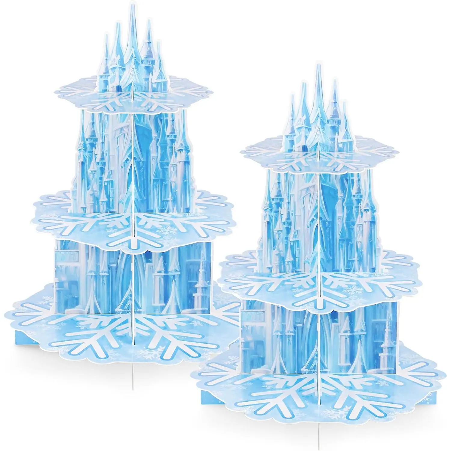 Frozen Birthday Party Decorations 2 Pack Frozen Cupcake Stand | 3 Tier Snowflake Cupcake Holder Winter Wonderland Decorations for Girls  Birthday Princess  Shower Party Favor