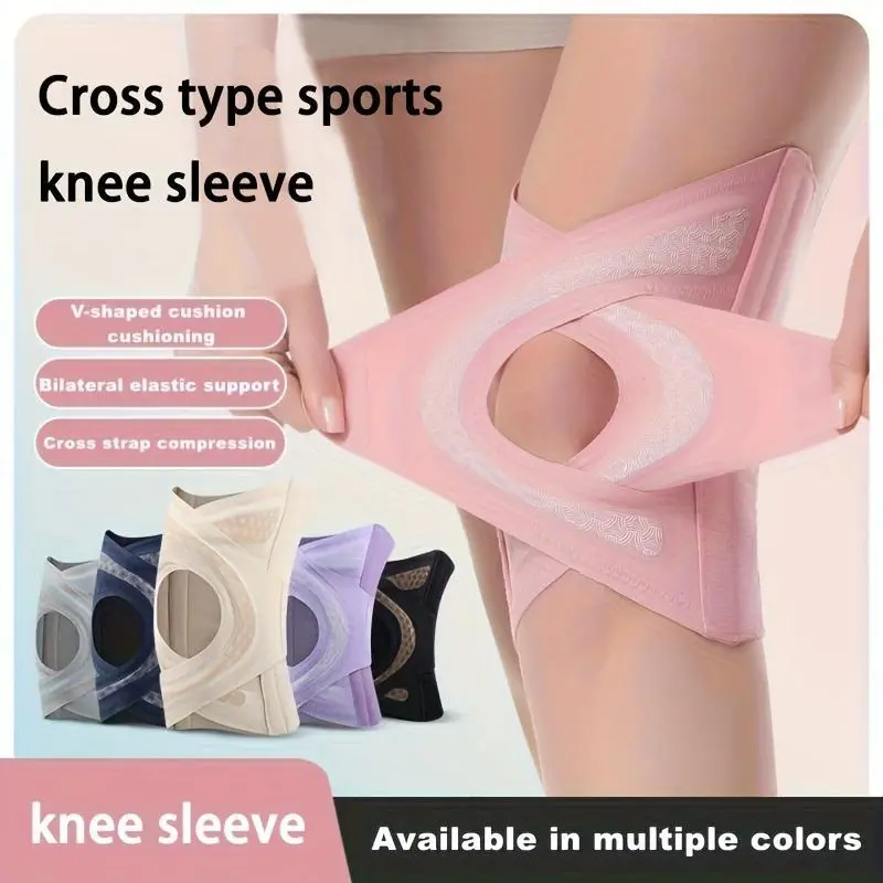 Sports Knee Sleeve - 1/2Pcs Thin Elastic Compression Knee Sleeves with Cross Straps, Non-Slip Breathable Support for Running, Gym Workouts