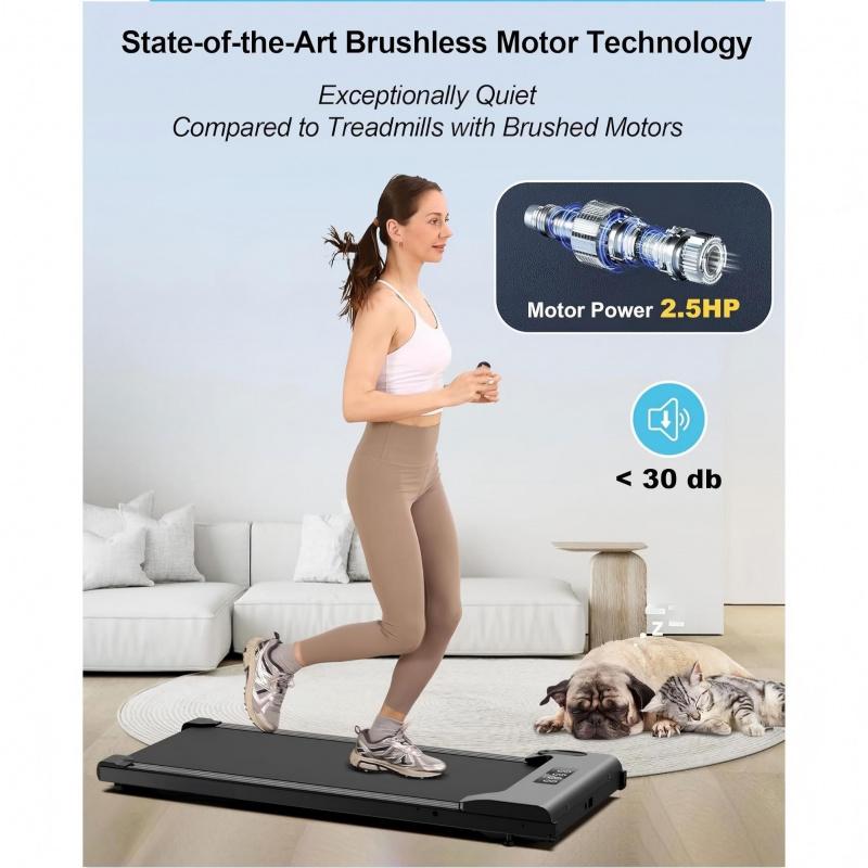 Treadmill with LED display – adjustable speed, adjustable incline, 2.5 horsepower motor, portable, home-use treadmill, compact for storage in small spaces