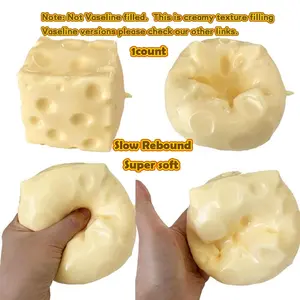 Moldable Squishy Cheese Block, Giant Yellow Fidget Toy with Soft Slow-Rising Texture, ASMR Stress Ball with Squeeze Feature for Play & Relaxation, Stress Relief Squishy