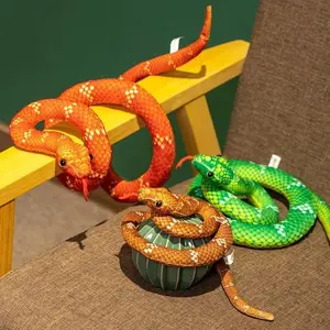 New Artificial Python Plush Toy Long Snake Yellow Orange Green Python Plush Toy Decorate The House Holiday Decorations