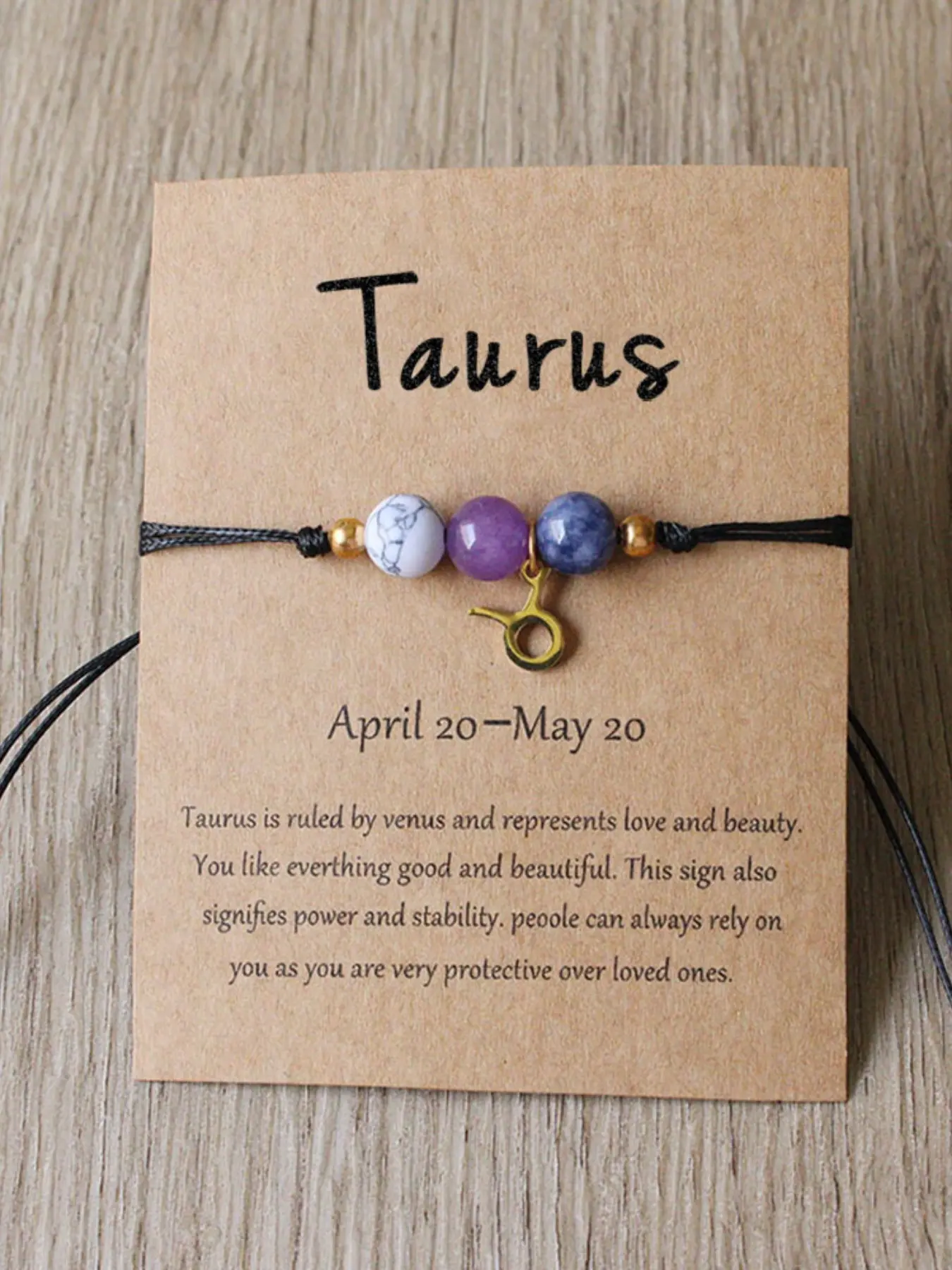 Zodiac Natural Stone Handmade Bracelet, Adjustable Lucky Crystal Wristband for Women, Gift Jewelry, Unique Fashion Accessory, Pretty Bracelet