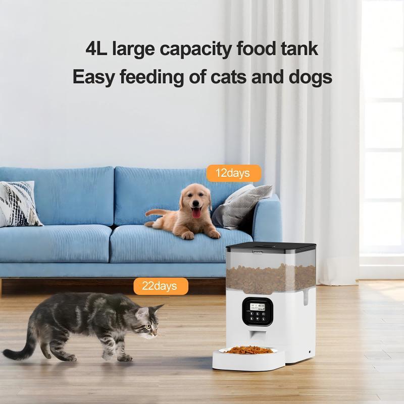 4L Automatic Cat Feeder, Programmable Pet Feeder, Dry Food Dispenser with Timer, Portion Size Control 4 Meals Per Day, Pet Feeding Supplies