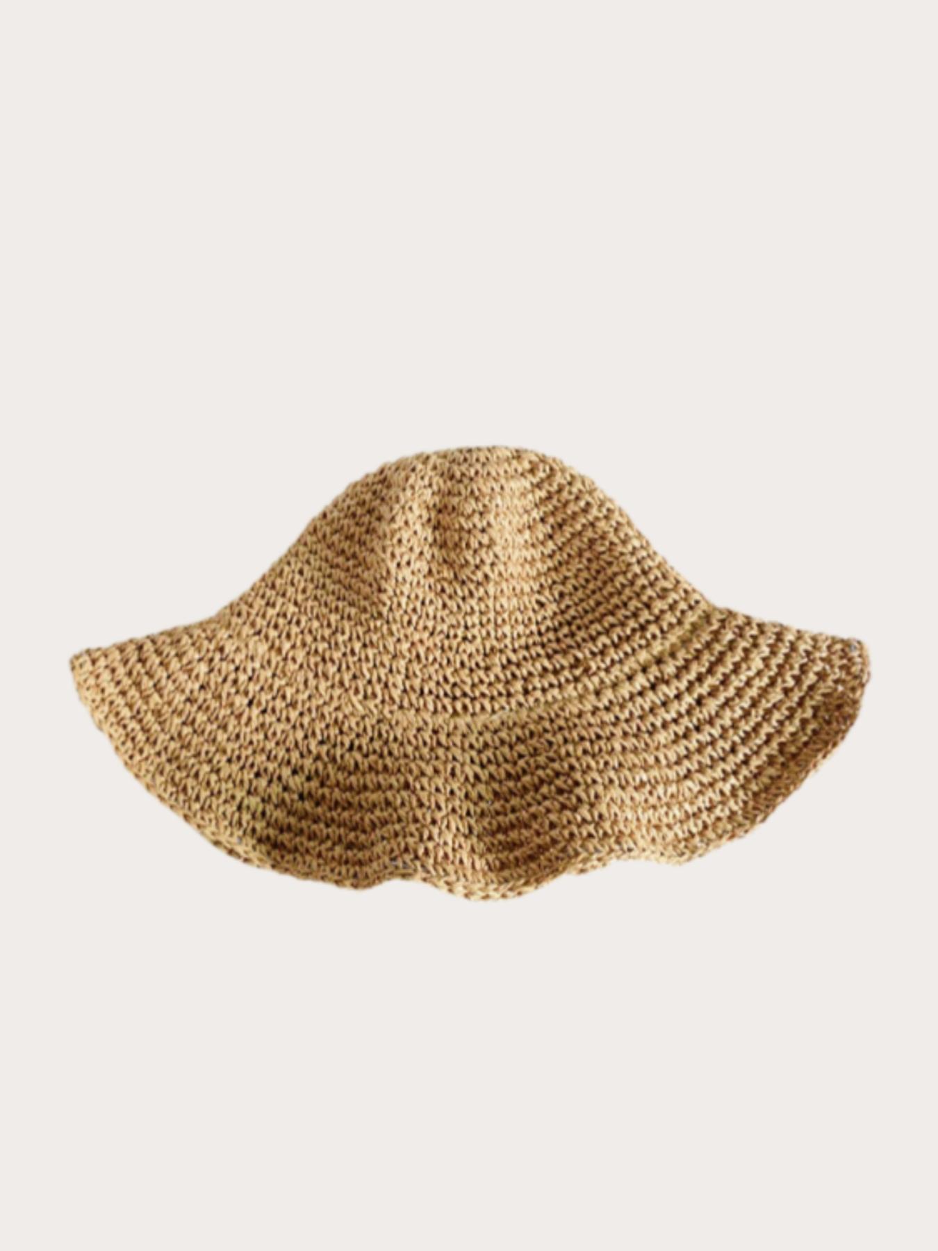 Women's Solid Color Straw Hat, Casual Outdoor Sun Protection Solar Bucket Hat for Women & Girls, Fashion Accessories for Traveling & Beach Vacation