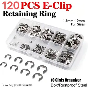 210PCS Premium Anti-Rust E-Clip Retaining Ring Assortment Kit！Crafted from high-strength sturdy metal with advanced anti-corrosion & rust-proof treatment, these heavy-duty external circlips own outstanding hardness and wear resistance.
