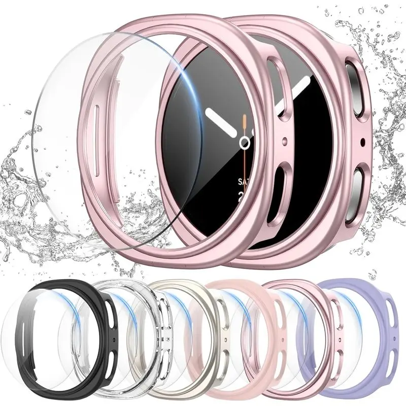 6+6 Pack for Samsung Galaxy Watch 8/9 40mm Screen Protector Case |   Hard PC bumper + HD highly responsive touch tempered glass. anti-fog, Waterproof face cover, scratch-proof, bubble-free