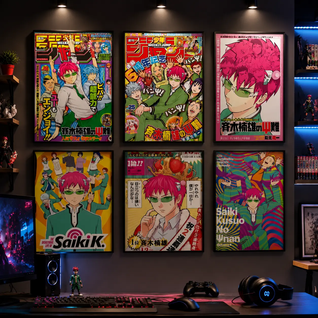 Saiki K Japanese Anime  Poster Fancy Wall Sticker for Living Room Bar Vintage Decorative Painting Middle vintage anime poster Anime Poster Wall Art Print anime wall print home decor wall art modern poster