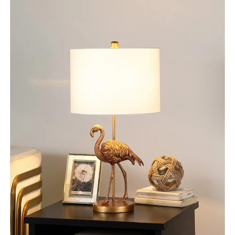 26" Matte Gold Flamingo Resin Table Lamp