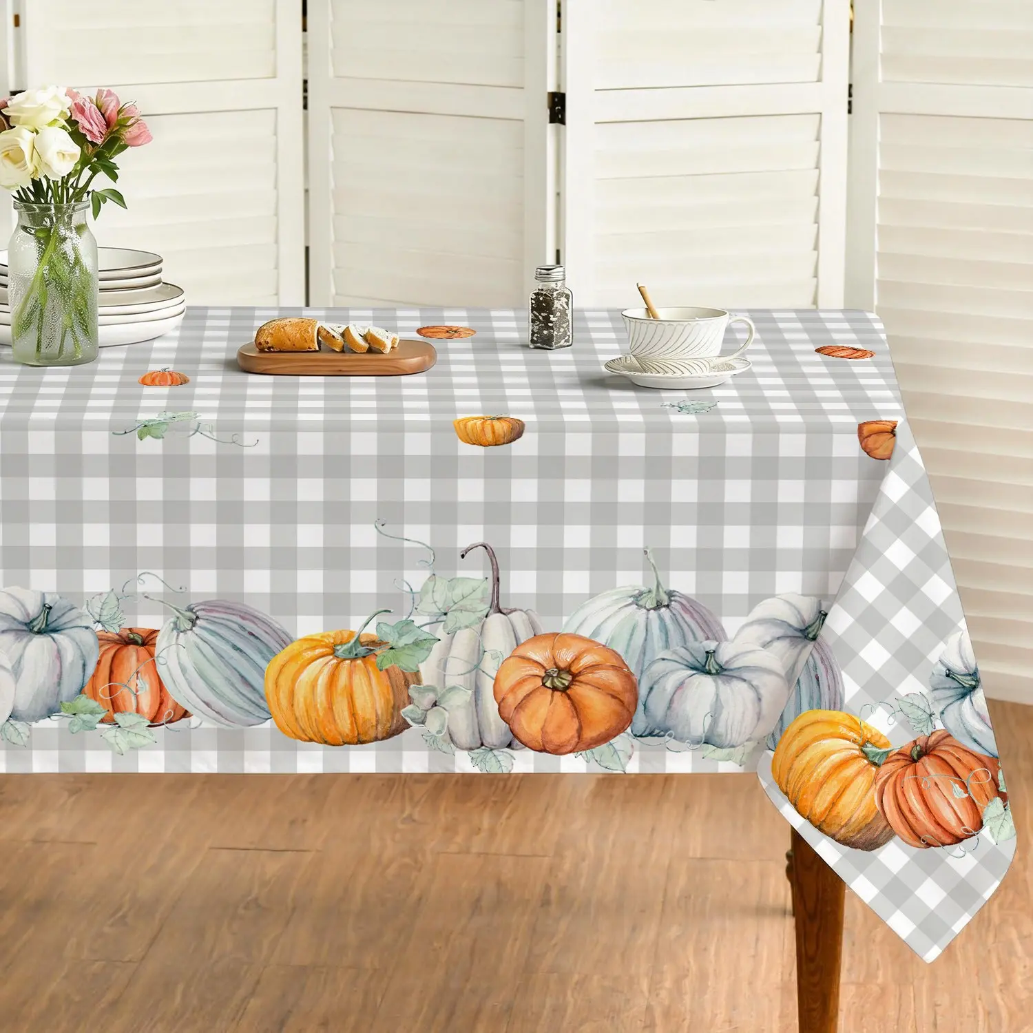 Autumn Thanksgiving Tablecloth, Water Buffalo Plaid, Washable Winter Dining Tablecloth, Home Decor, Festival Decoration, 1pc