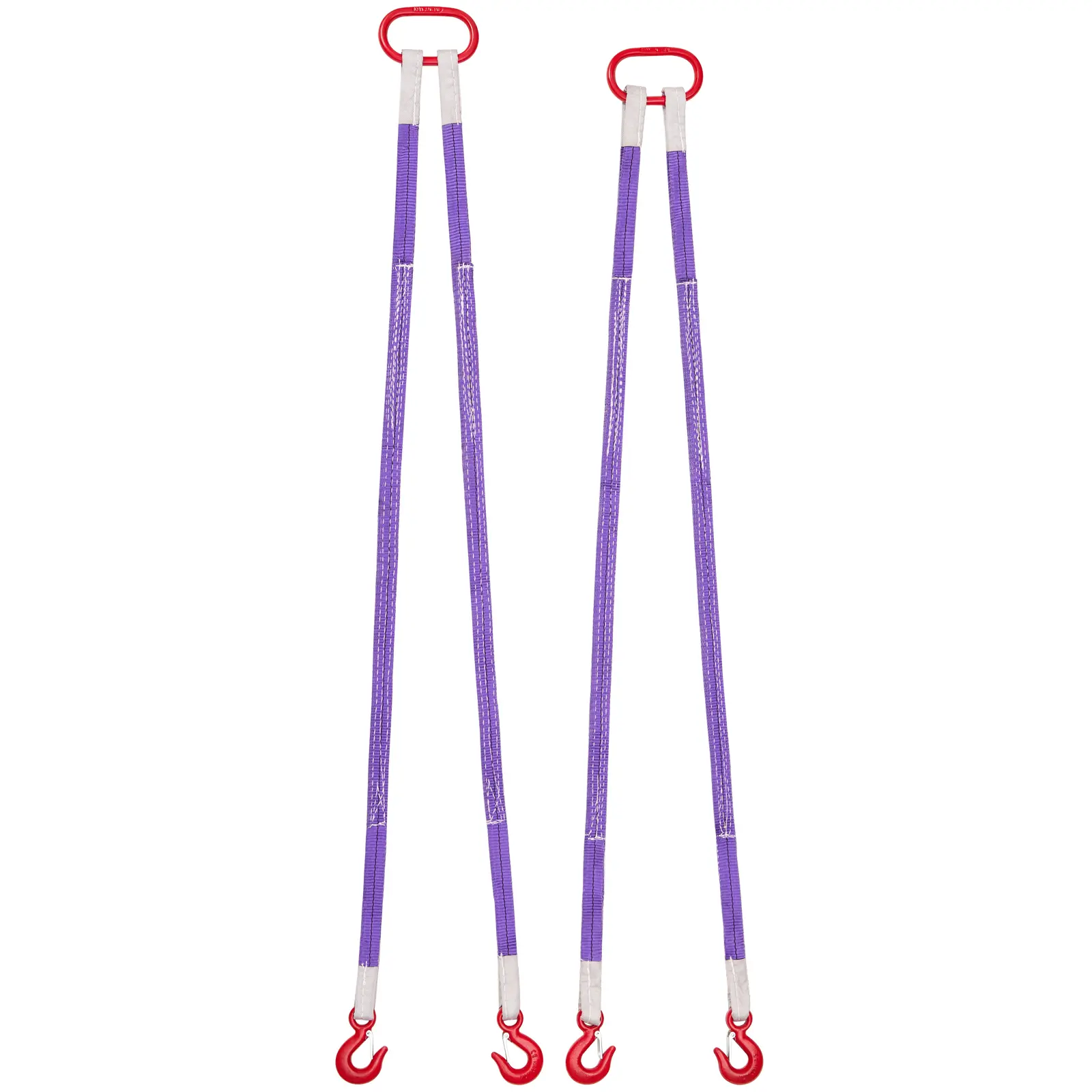 Industrial 2-Leg Polyester Bridle Lifting Sling Straps, 2Pcs Heavy-Duty Rigging Straps with Carbon Steel Safety Latch Hooks