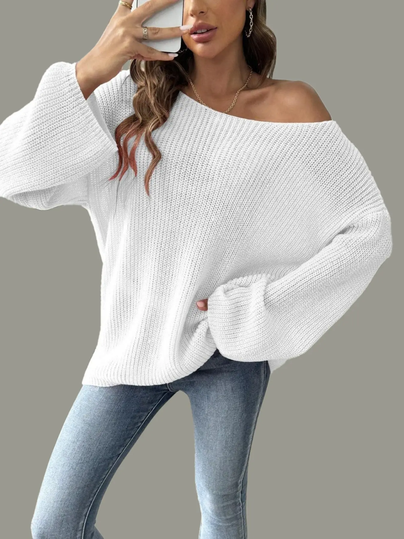 Oversized Slouchy Baggy Off Shoulder Knit Sweater | Y2K Aesthetic Loose Long Sleeve Boat Neck Pullover | Cozy Hollow Out Chunky Knitwear Top for Fall Winter Casual Outfits
