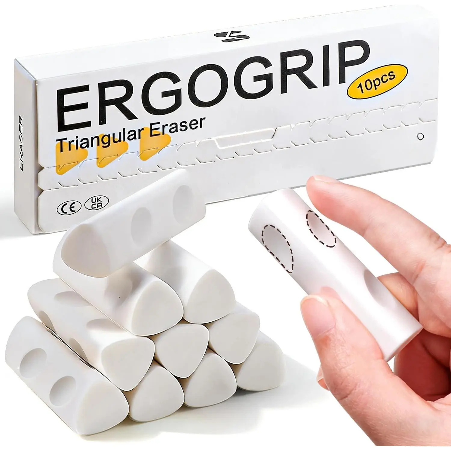 Erasers, Pencil Eraser , Clean Erasing Low  Rubber Eraser for  School Office Stationery Supplies, Pack of 10, White