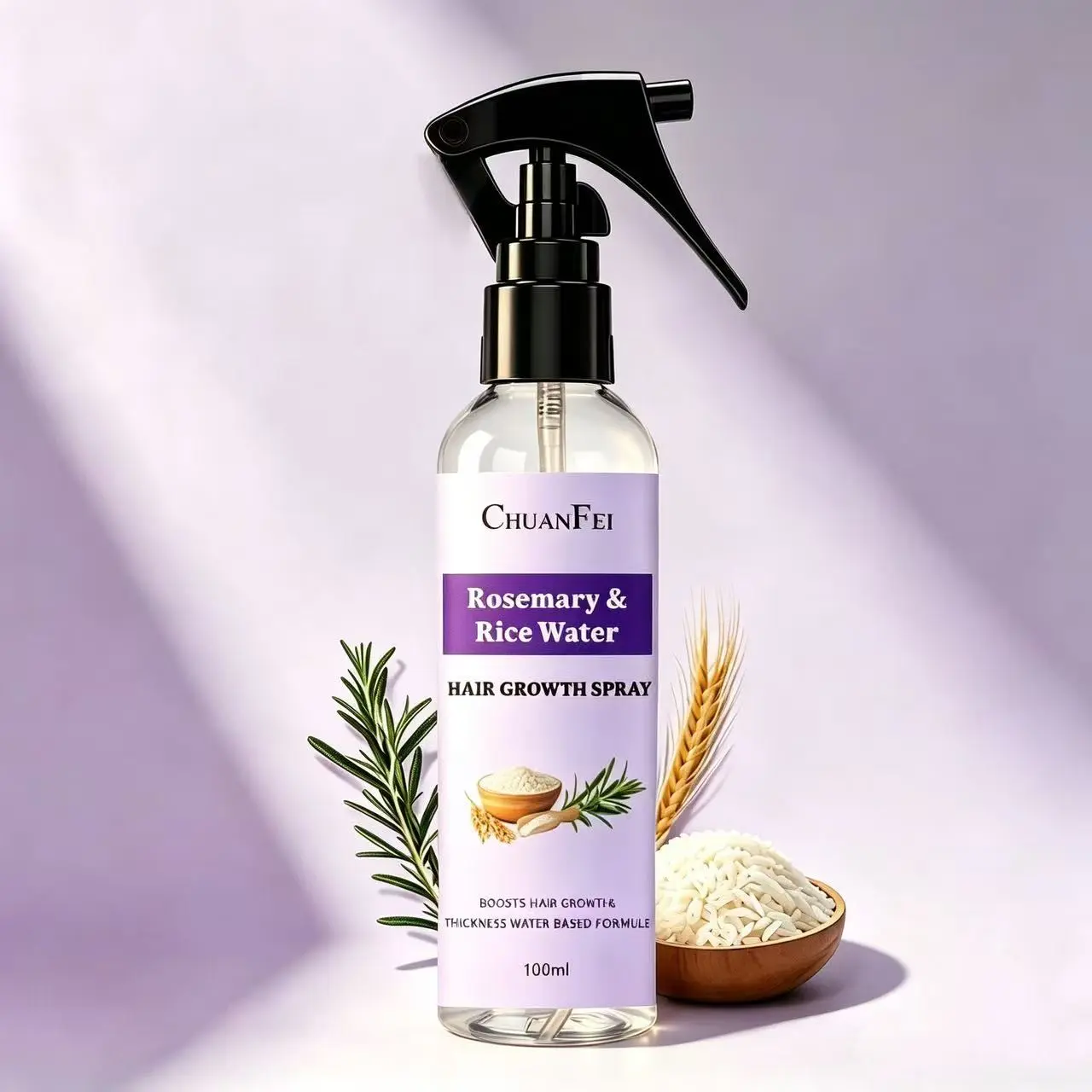 100ML Natural Rosemary Rice Water Hair Essence, Reduces Hair Loss, Deep Nourishment, Smooths Hair, Improves Frizz, Scalp Care