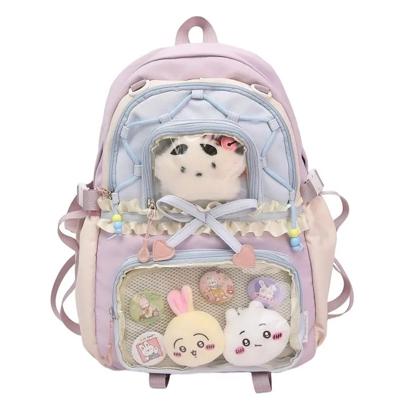 New Korean Style Nylon Backpack for Teen Girls, Large Capacity Water Resistant Middle School Student Bag, Wear Resistant Stain Proof Casual Daily School Rucksack