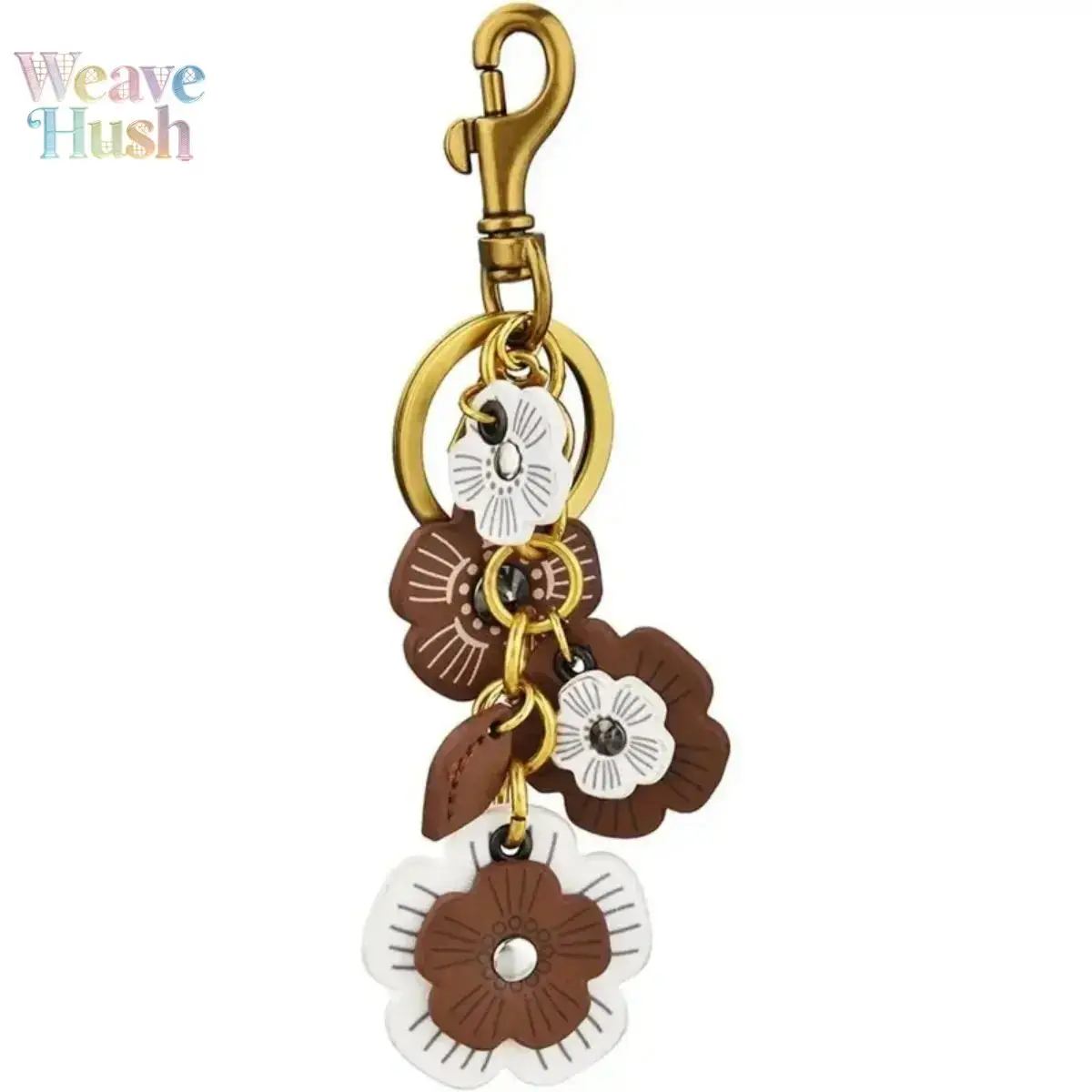 Vintage Leather Keychain for Women, Embossed Floral Purse Charm & Bag Accessory with Antique Brass Metal for Handbags, Flower Keychain, Key Accessories, Key Chain Pendant, Bag Charm, Vintage Embossed Floral, Key Charms, Keychain Decor
