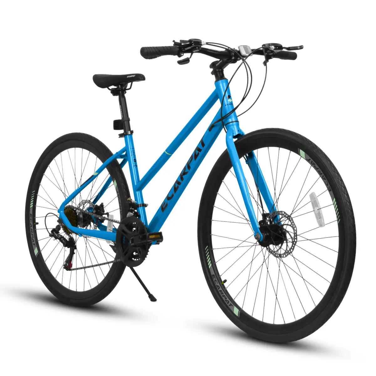 700C Flat Bar Road Bike, 21-Speed Commuter Bicycle with Carbon Steel Frame and Disc Brakes for Men & Women, Outdoor Road Cycling Gear, Outdoor Sports Bicycle, Unisex Clothes, Student Bicycle