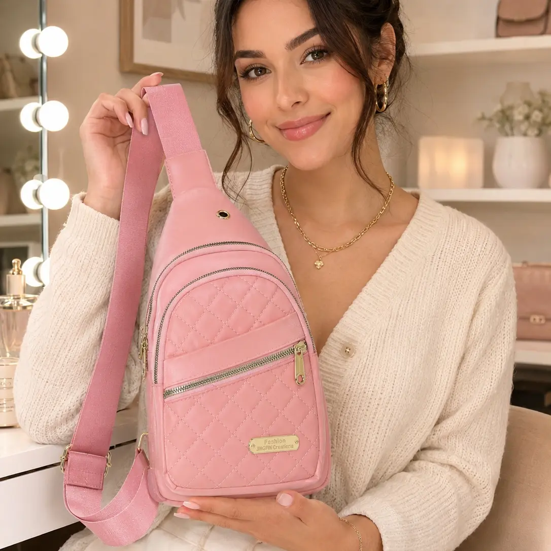 Fashion Crossbody Bag for Women, Quilted Chest Backpack with Adjustable Straps, Large Capacity Travel Bag for Daily Use, Gifts for Her