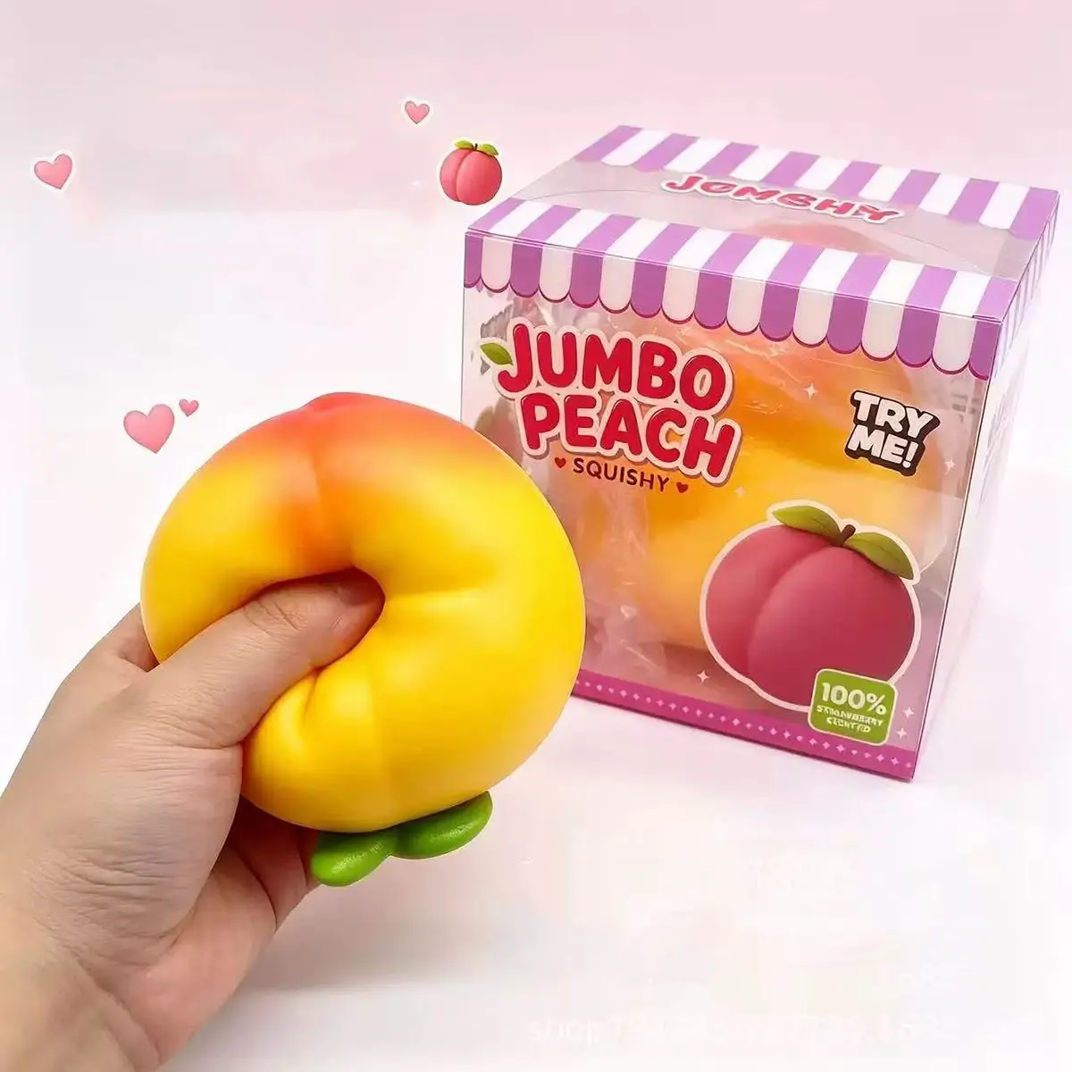 New Large Peach Fruit Stress Relief Toy, Decompression Squeeze, Soft Pressure Release for Learning or Work, Slow Return Fast Recovery, Relaxing Compression Game