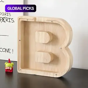 2026 New Letter Piggy Bank | A Must-Have for Coin & Bill Storage | Wooden Money Box & Storage Jar with Acrylic Clear Lid | For Adults & Kids | Holds Bills & Coins | DIY Combination | Living Room/Bedroom Decor | Perfect Birthday Gift【B】Happy.