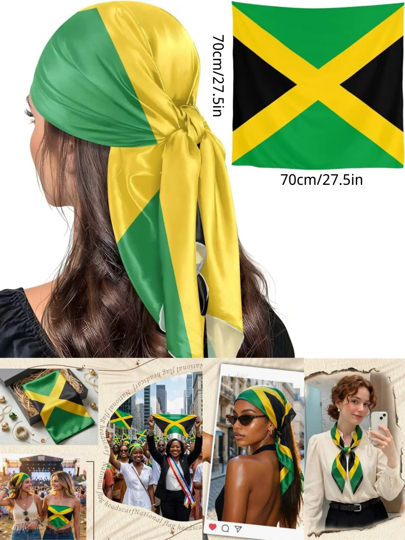 Jamaica Flag Rasta Style Hat Scarf for Men and Women, Loose-Fitting Floral Pattern, Elegant Streetwear Accessory for All Seasons