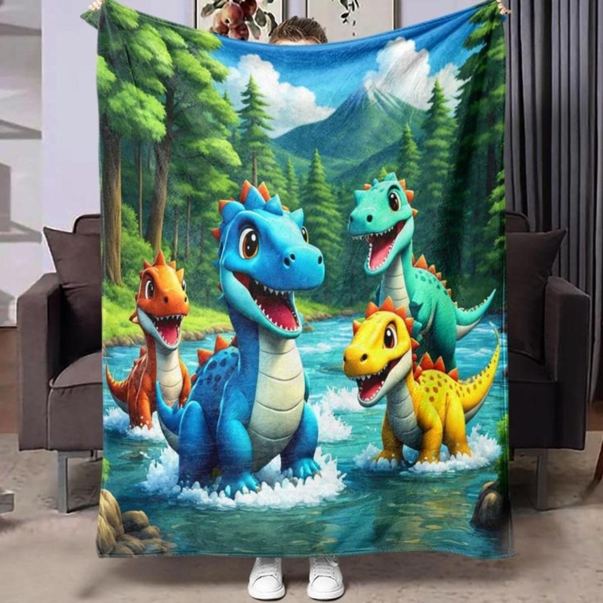 Dinosaur Pattern Blanket,Soft Comfortable Warm Throw, Air-conditioned Room Blanket, Warm Nap Blanket for Home Office Travel Camping