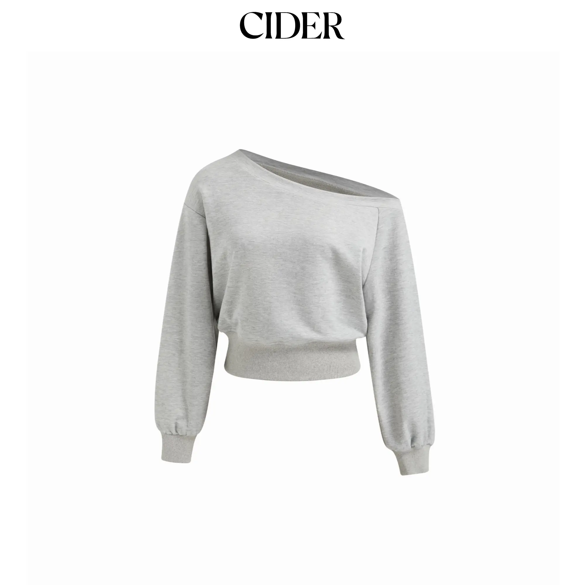 Cider Terry Asymmetrical Neck Long Sleeve Sweatshirt SummerFinds