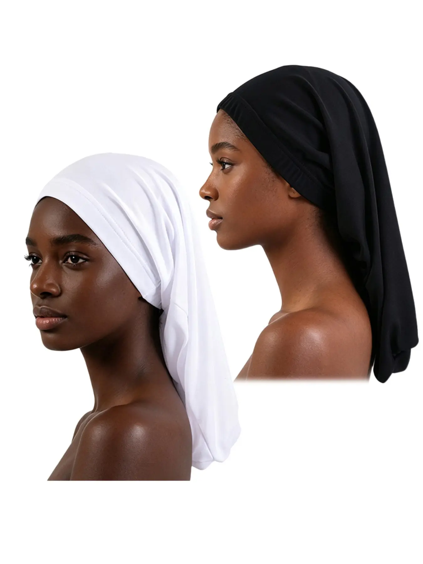 2-Pack Milk Silk Elastic Long Tube Sleep Caps, Braided Hair Protection Hats, Comfortable Nighttime Hair Care Accessories