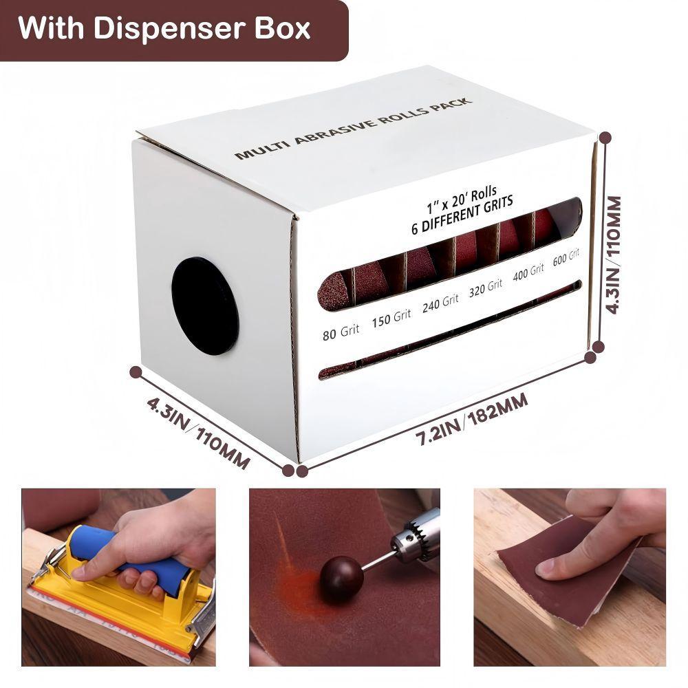 Emery Cloth Roll, 6 Grits Assorted Sand Paper, Abrasive Sandpaper Rolls, Emery Cloth for Metal, Sandpaper for Wood