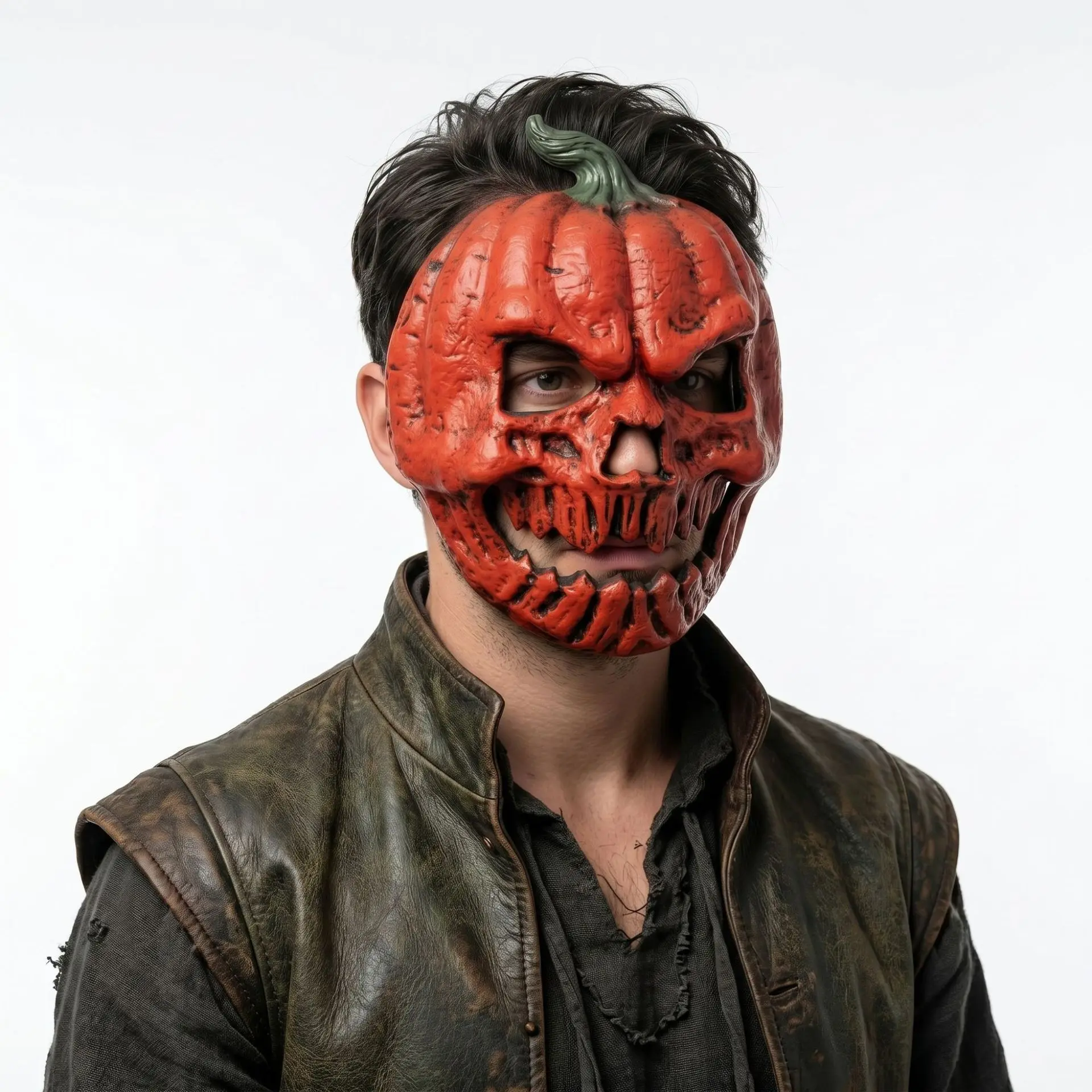 Realistic Evil Pumpkin Head Mask, Halloween Party Costume Prop, Spooky Decorative Item, Perfect for Horror Themes & Events