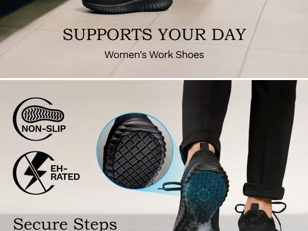BRUNO MARC Women's Non Slip Work Shoes Walking Black Lightweight Food Service Chef Kitchen Restaurant Resistant Sneakers Dry Breathable Mesh Upper - Safety Footwear, Footwear