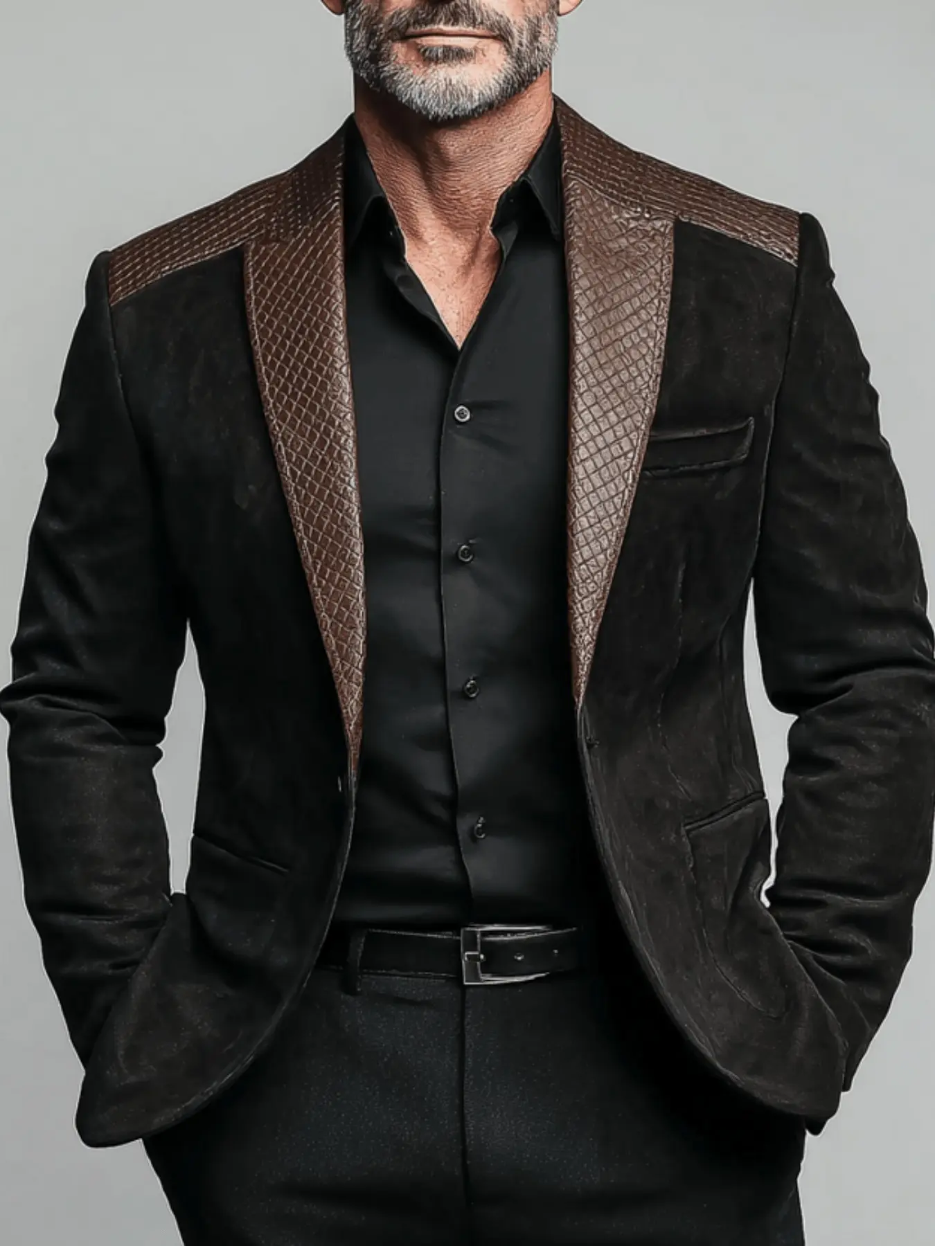 Men's Colorblock Lightweight Business Suit Jacket, Mature Tough Style, Perfect for Outdoor Leisure and Entertainment