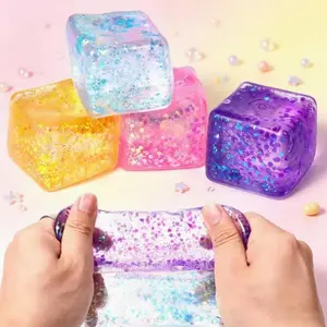 Creative Ice Cube Shaped Compression Toys, Soft Stretchable Kneading Music, Stress Relief for Adults and Kids, Fun Party Ornaments, Random Colors