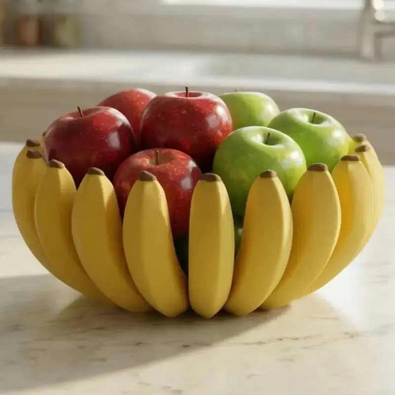 3D Printed Banana Theme Fruit Candy Tray, 15cm Modern Aesthetic Sweet Treat Holder, Kitchen Desktop Decor, Office Snack Dish